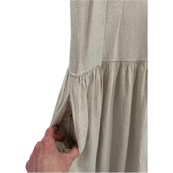 CP Shades Hand-Dyed Cotton Tank Midi Dress Natural Beige Size Medium - Picture 5 of 8